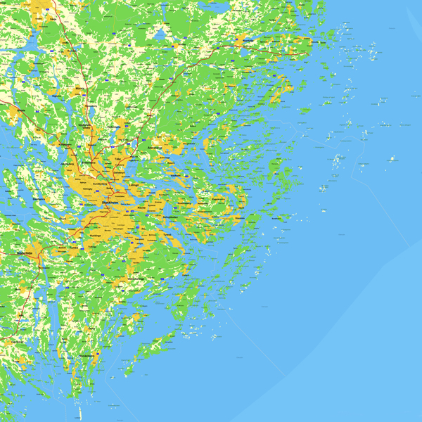 Kartan visar öarna i Stockholms skärgård