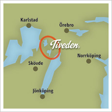 Kartan visar var Tiveden finns i Sverige