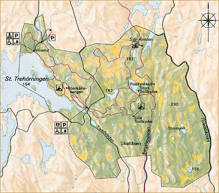 Kartan visar ett mer detaljerat Tiveden.